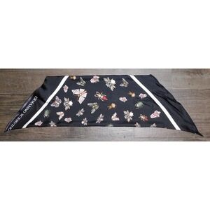 ERMANNO SCERVINO 100% Silk Scarf Black‎ Multi Insect
